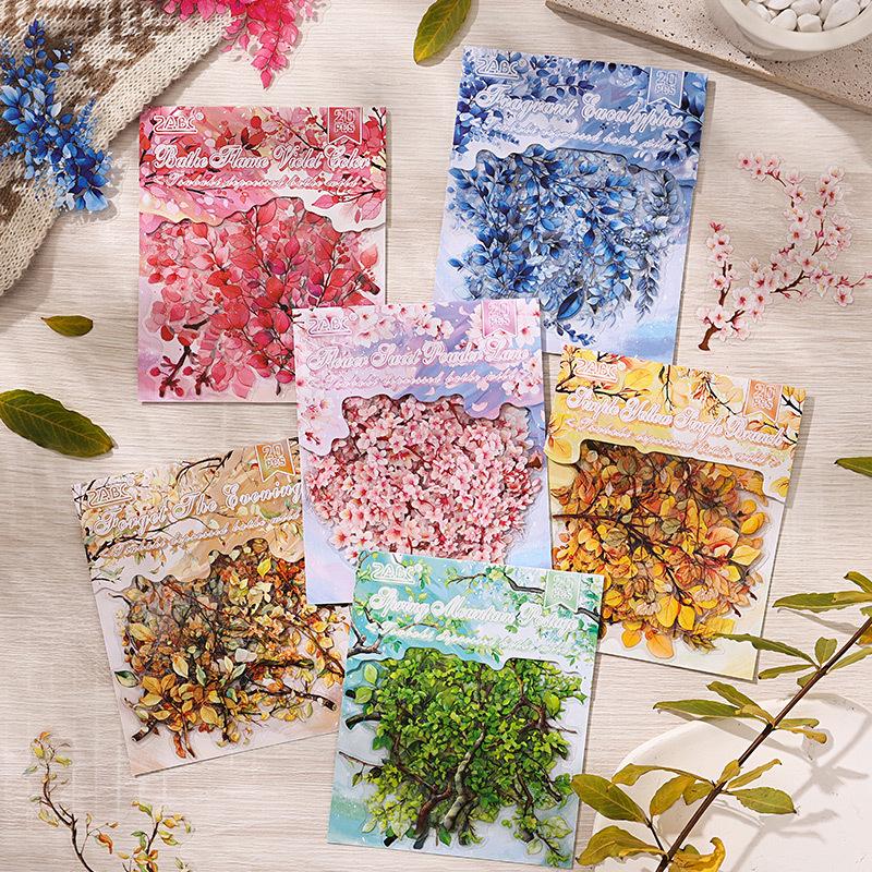 20 pcs INS Plant Flowers leafage Stickers pack Adhesive Diy Stick Labels Diary Scrapbooking material