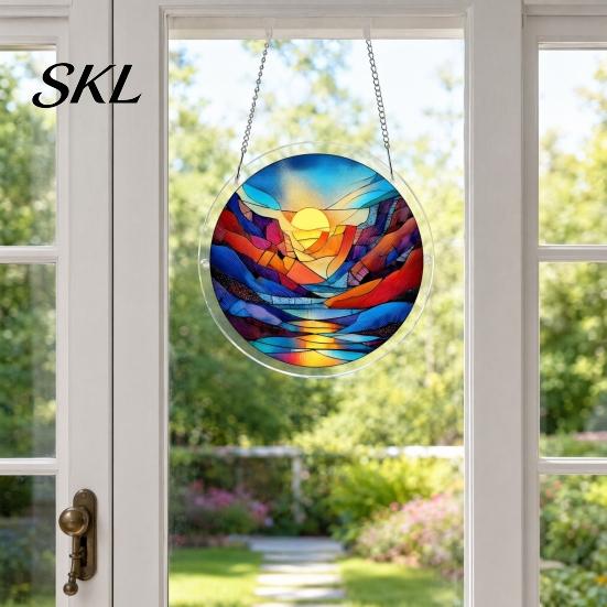 Home Decor Puzzle Gift Acrylic Suncatcher, Colorful Window Hanging, 7.48 Inch Sun Catcher Stained Glass Decoration Ornament, Ideal for Gifting