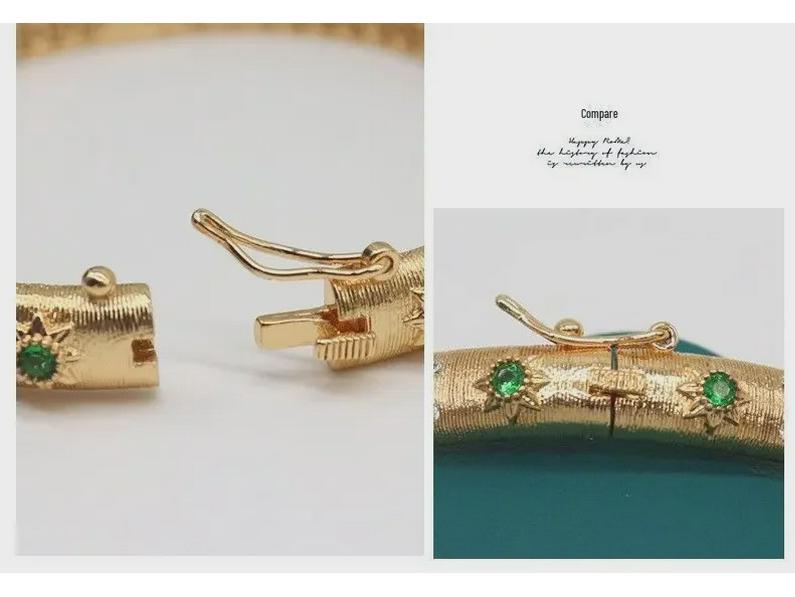Элегантный ретро-итальянский браслет с зеленым камнем для женщин