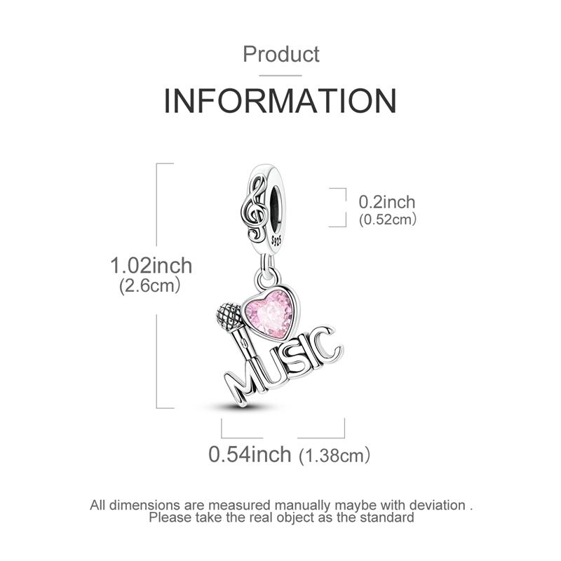 Genuine Copper Decorative Charms Bead Elements Love Mom Music Jesus Heart Pendants Suitable For Women Girls Authentic Bracelet Style Gifts