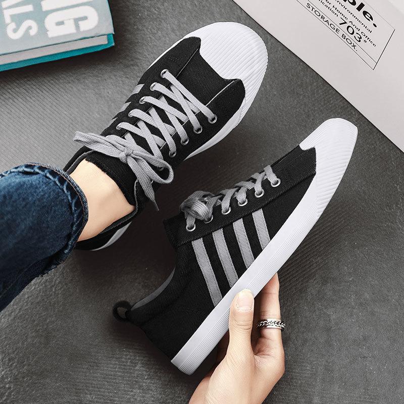 Мужские парусиновые туфли, классические черные туфли для скейтбординга на шнуровке, мужская повседневная обувь, плоская обувь, нескользящая мужская обувь для ходьбы на открытом воздухе