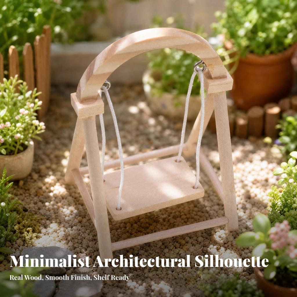 Freestanding Wooden Miniature Swing with A-Shaped Collectible Model