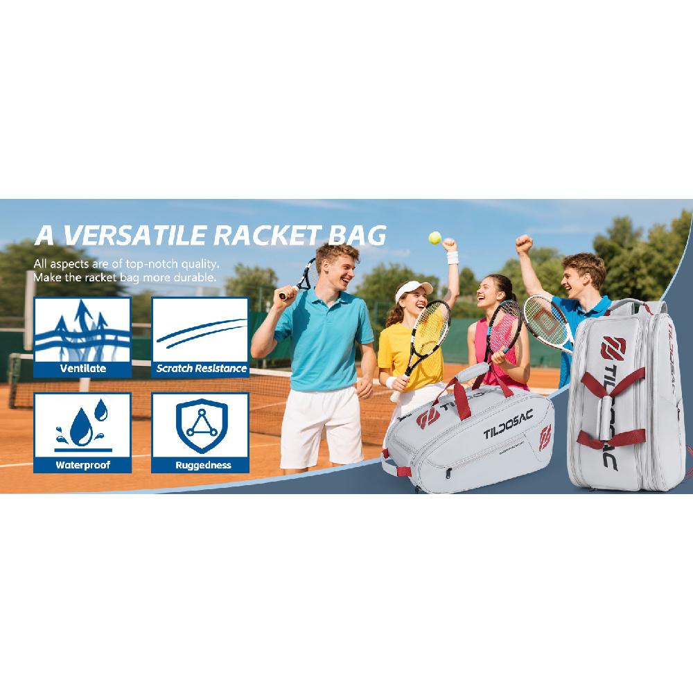 Pickleball Badminton Tennis Backpack With Independent Shoe Compartment Large Capacity
