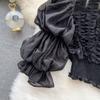 Женская рубашка с кружевом Wooden Ear и рукавами-фонариками, короткая блузка с завышенной талией