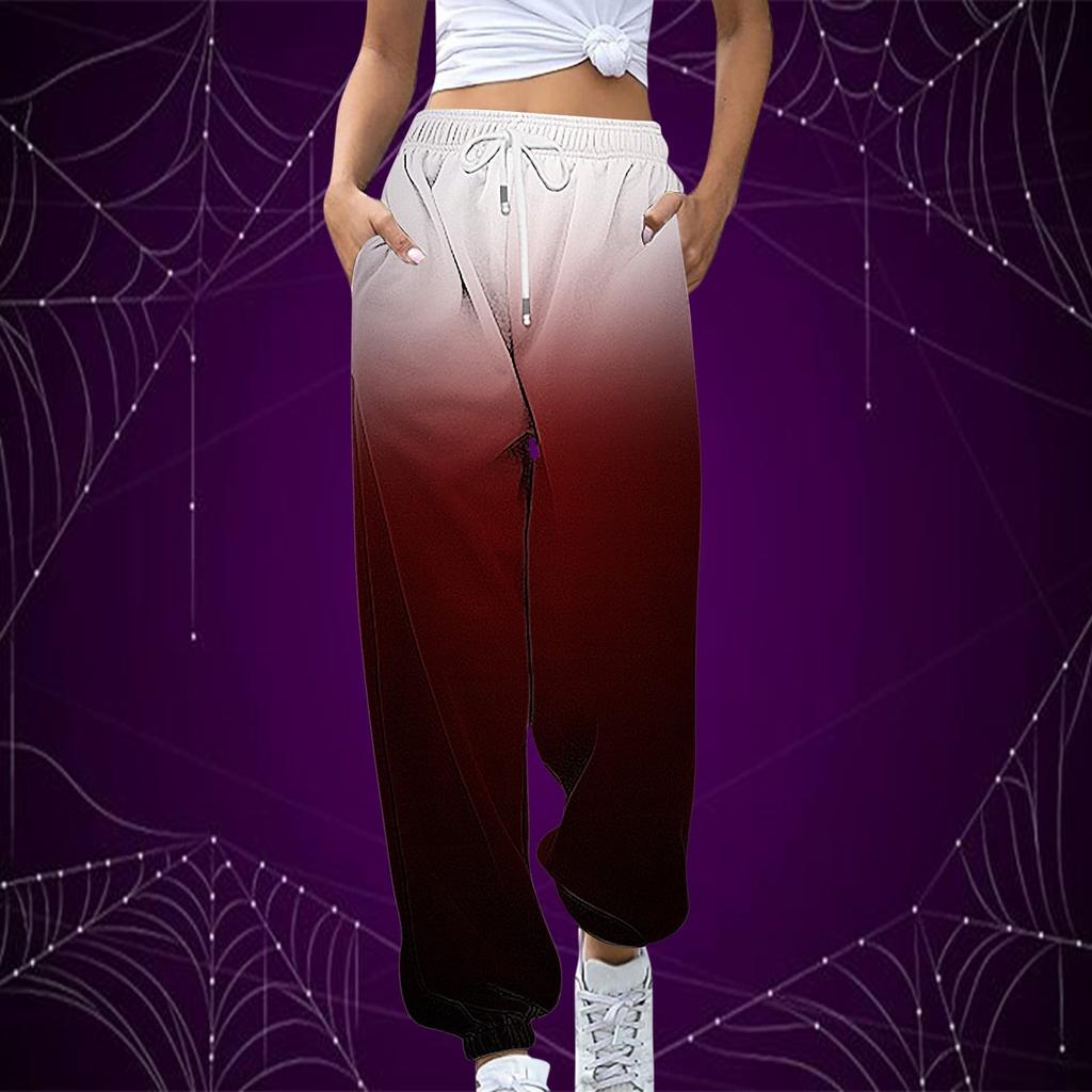 Women's Casual Fashion Printed Casual Pants, Sanitary Pants, Drawstring Elastic Waist Leggings