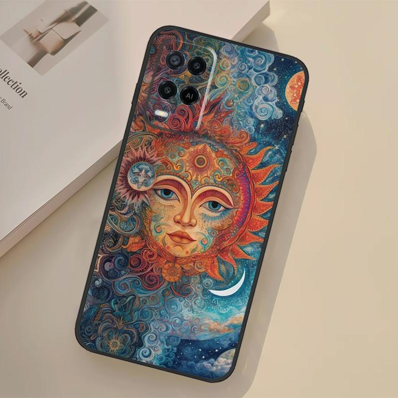 Эстетичный чехол 'Солнце Луна' для Oppo A76 A96 A16 A17 A18 A60 A80 A40 A38 A58 A78 A98 A94 A74 A54 A15 A57 A77 A5 Pro