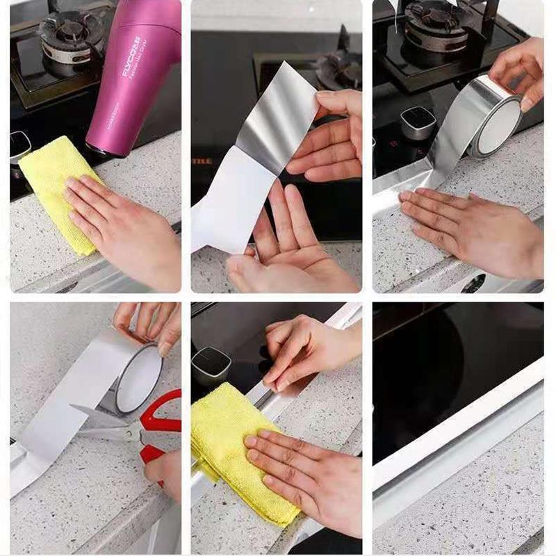 Водонепроницаемые и маслостойкие наклейки. Устойчивая к высоким температурам алюминиевая фольга. Кухонная плита. Зазор в раковине. Наклейки на швы для красоты.