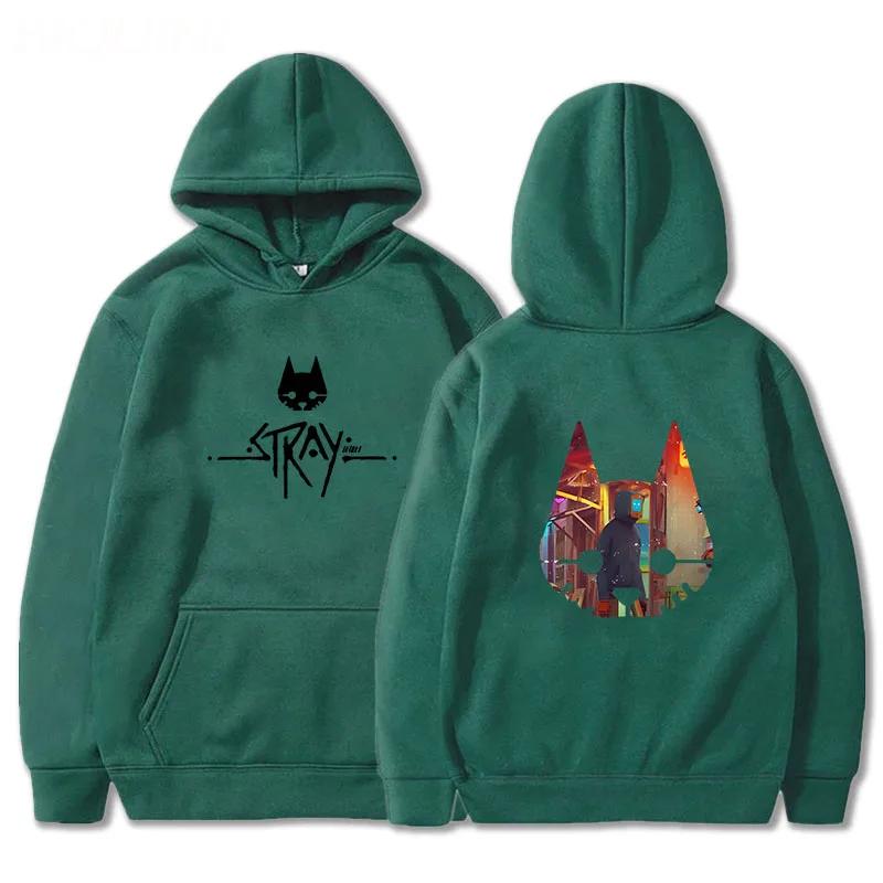 Stray Game Cat  Anime Hoodie Hot Game Printing Clothes Men Winter Fleece Pullover Tops Oversized Sweatshirts