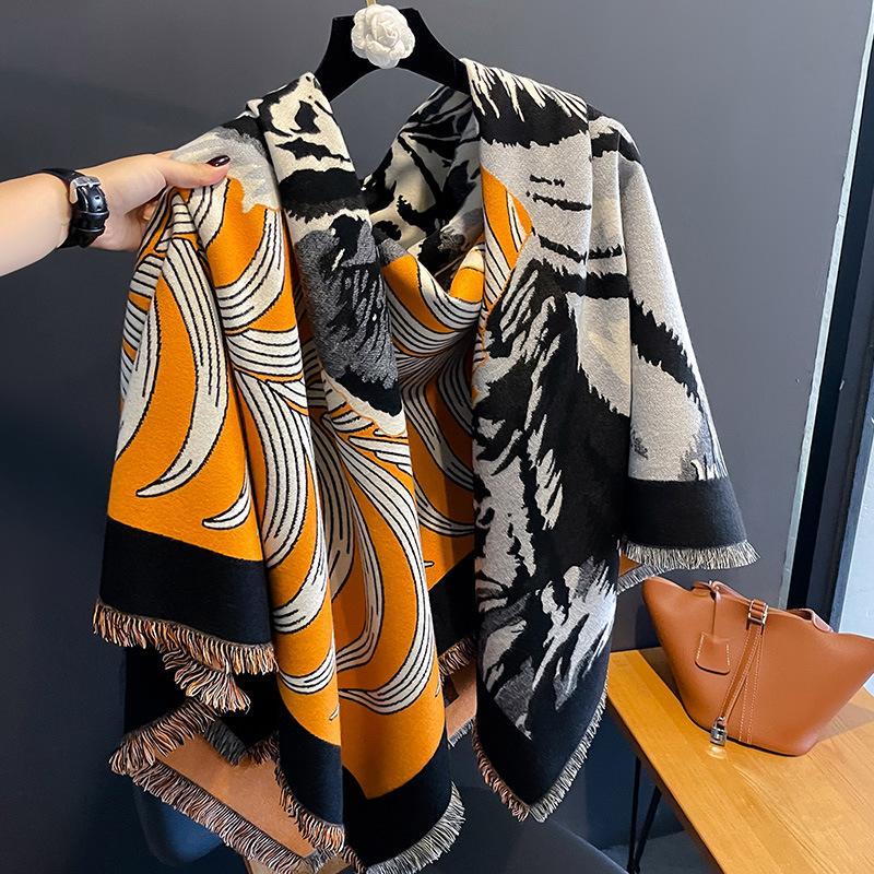 2024 New Large Shawl European and American New Fashionable and Generous Scarves for Autumn and Winter