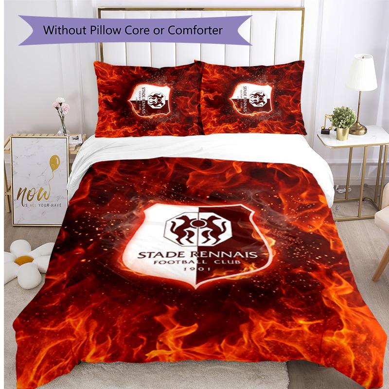 Stade Rennais FC Printed 3PCS Bedding Set Breathable Duvet Cover with Pillowcases Decorative Bed Linen for Bedroom Home