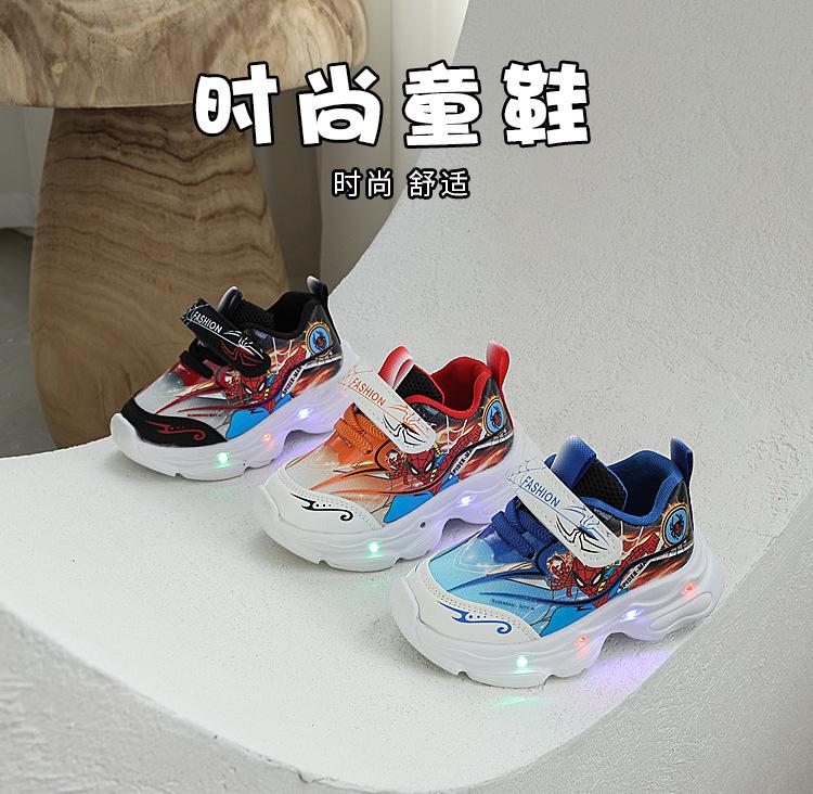 Boys Light Up Sneakers Spring Autumn Breathable Soft Sole Fashionable LED Casual Shoes For Kids
