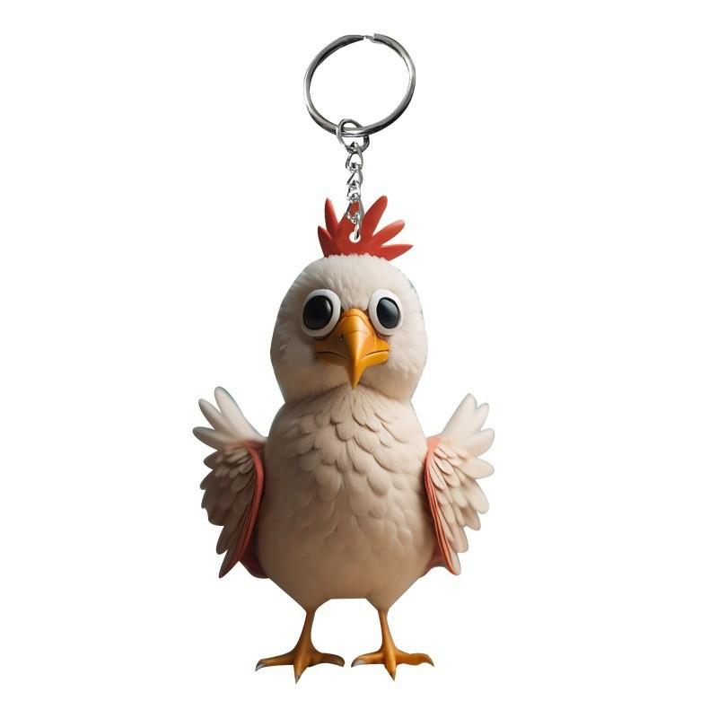 Chicken Rooster Key Chains Ring Keychains Animal Jewelry for Women Girls Bag Car Pendant Gifts