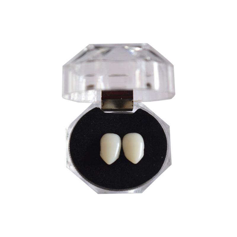 1 пара зубов вампира, клыки, протезы, реквизит, костюм на Хэллоуин, реквизит, накладные зубы, твердый клей, клей для протезов, декор для Хэллоуина