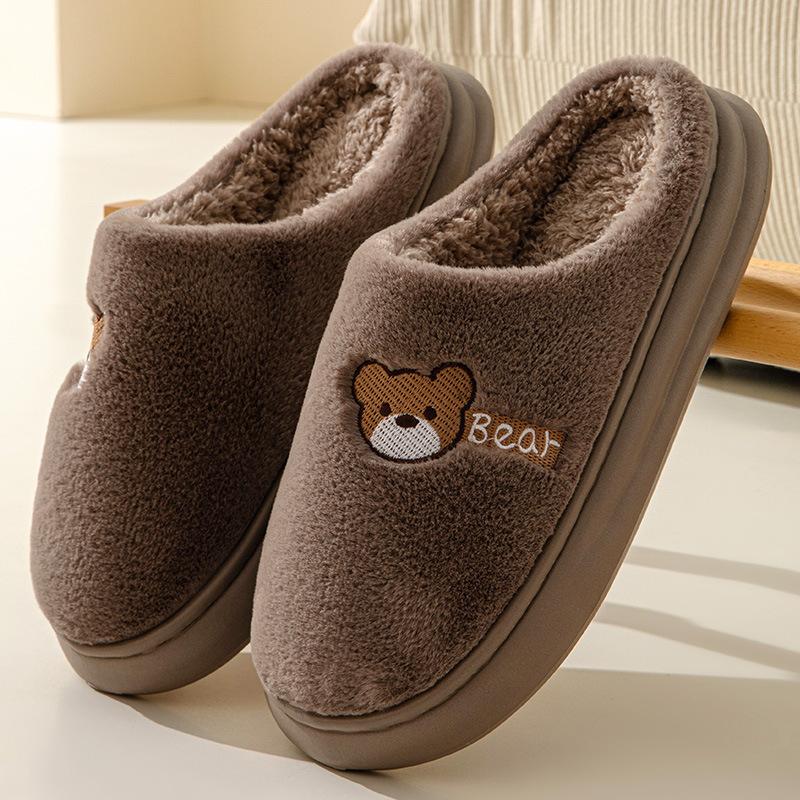 Autumn And Winter Cotton Slippers Women'S Home Home Couple Indoor And Outdoor Warm Thick-Soled Wool Slippers Men