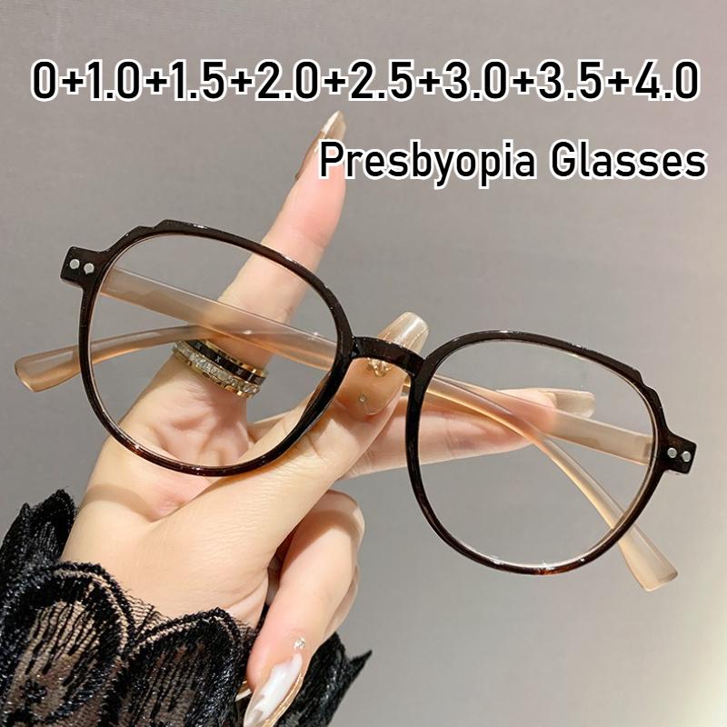 Men Women New Ultra-Light Round Frame Presbyopia Glasses Hd Blue Light Blocking Glasses Fashion Reading Glasses To +4.0