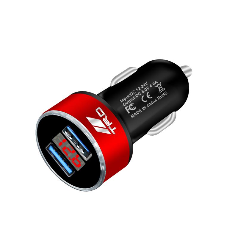 Автомобильное зарядное устройство 2 USB порта Быстрая зарядка Цифровой дисплей Автоаксессуары для Toyota GR TRD Fortuner Chr Verso Prius Hiace Yaris Trd Camry
