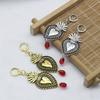 Heart Shape with Ruby Zinc Alloy Decor Golden / Silvery Dangle Earrings Retro Elegant Style Delicate Gift for Lovers