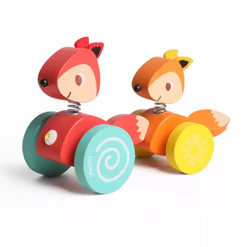 IWOOD Деревянная игрушка-каталка в форме животного для малышей, детская ручная игрушка с веревкой, наборы, мульти-цвета