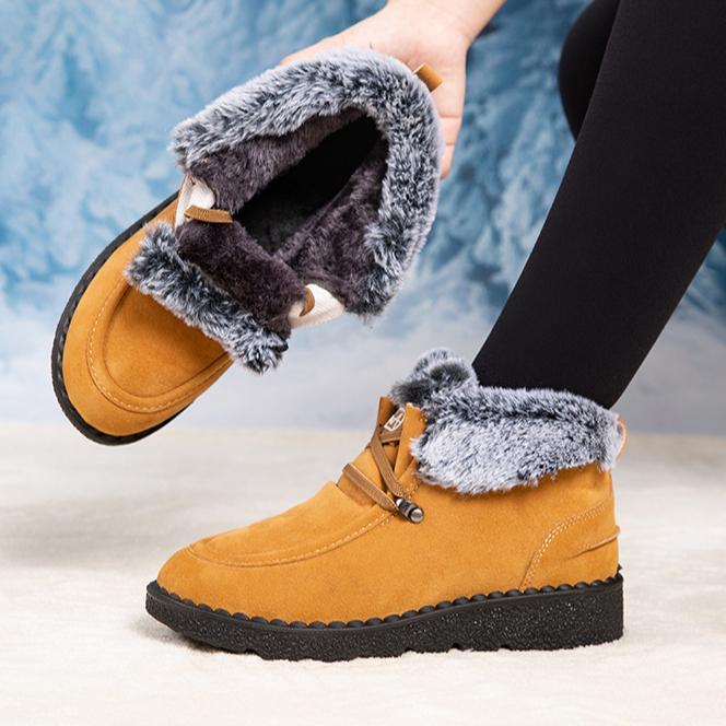 Зимние ботинки на плоской подошве для женщин, новинка на осень и зиму, короткие толстые плюшевые ботинки со шнуровкой и большим круглым носком