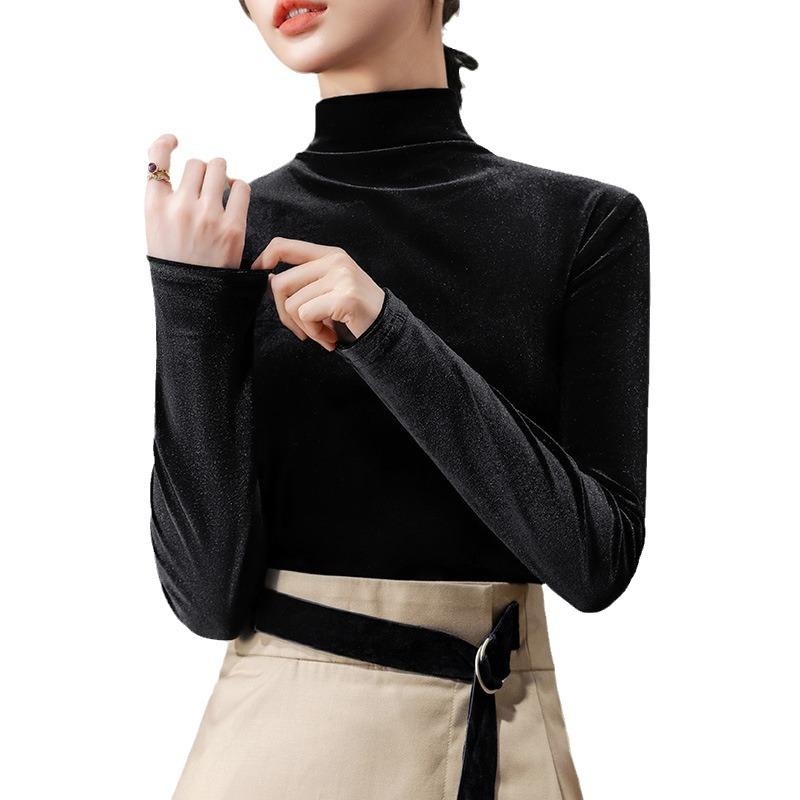 Базовая рубашка женская Новая женская одежда Темперамент Полувысокая горловина Зарубежный стиль Рубашка с талией и длинным рукавом Топ