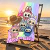 Дизайн пляжного полотенца с принтом Labubu, Мягкое, Легкое. для дома, ванной, спа, бассейна, йоги, серфинга, кемпинга, подарок семье, другу