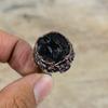 Грубое кольцо с черным турмалином, гальваническое медное регулируемое кольцо, грубые ювелирные изделия из драгоценных камней, стильное кольцо ручной работы, гальваническое ювелирное изделие для подарка