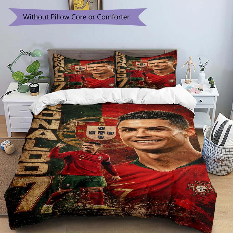Ronaldo'S Legacy Soccer Print 3Pcs Bedding Setduvet Cover With 2 Bedropillowcase Home Birthday Gift