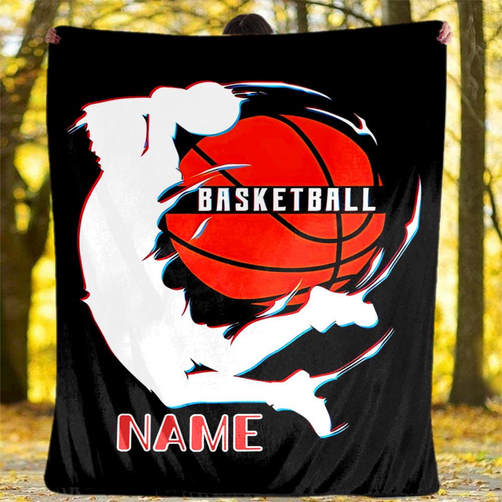 Basketball Action Sports Graphic Design Personalized Outdoor Blanket Personalized Text Comfortable Texture Suitable For Picnics Outdoor Travel And