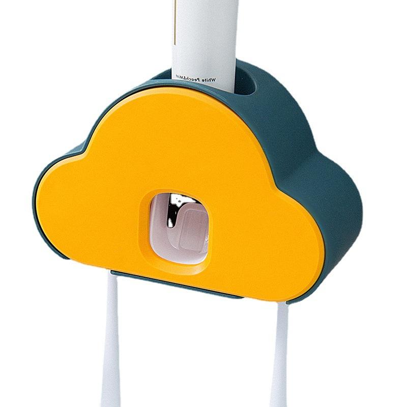 Cloud Toothpaste Squeezer Hand Free Toothpaste Dispenser with Toothbrush Holder Wall Mounted Toothpaste Dispenser for Kids Gifts