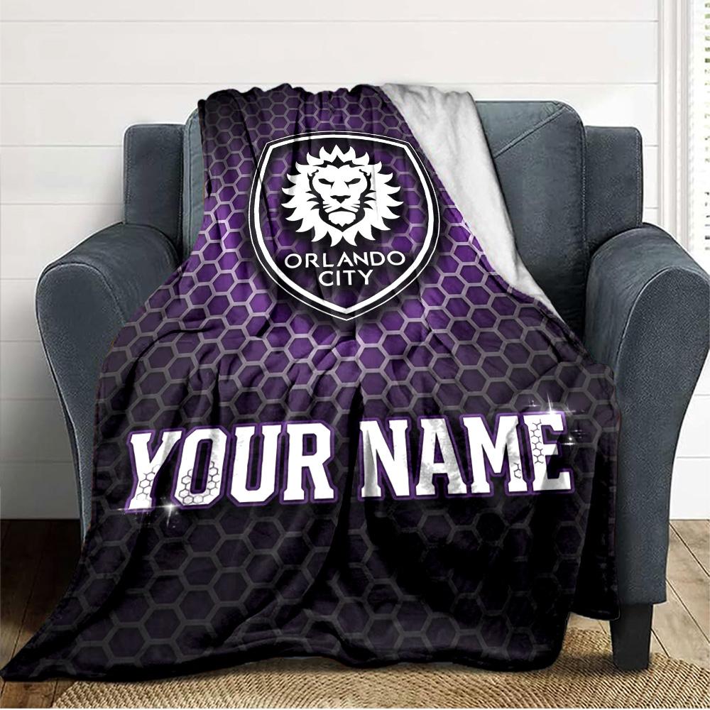 Name Custom Orlando City SC Print Flannel Blanket High Quality Warm Comfortable Cover for All Seasons Perfect for Gifts Home Decor