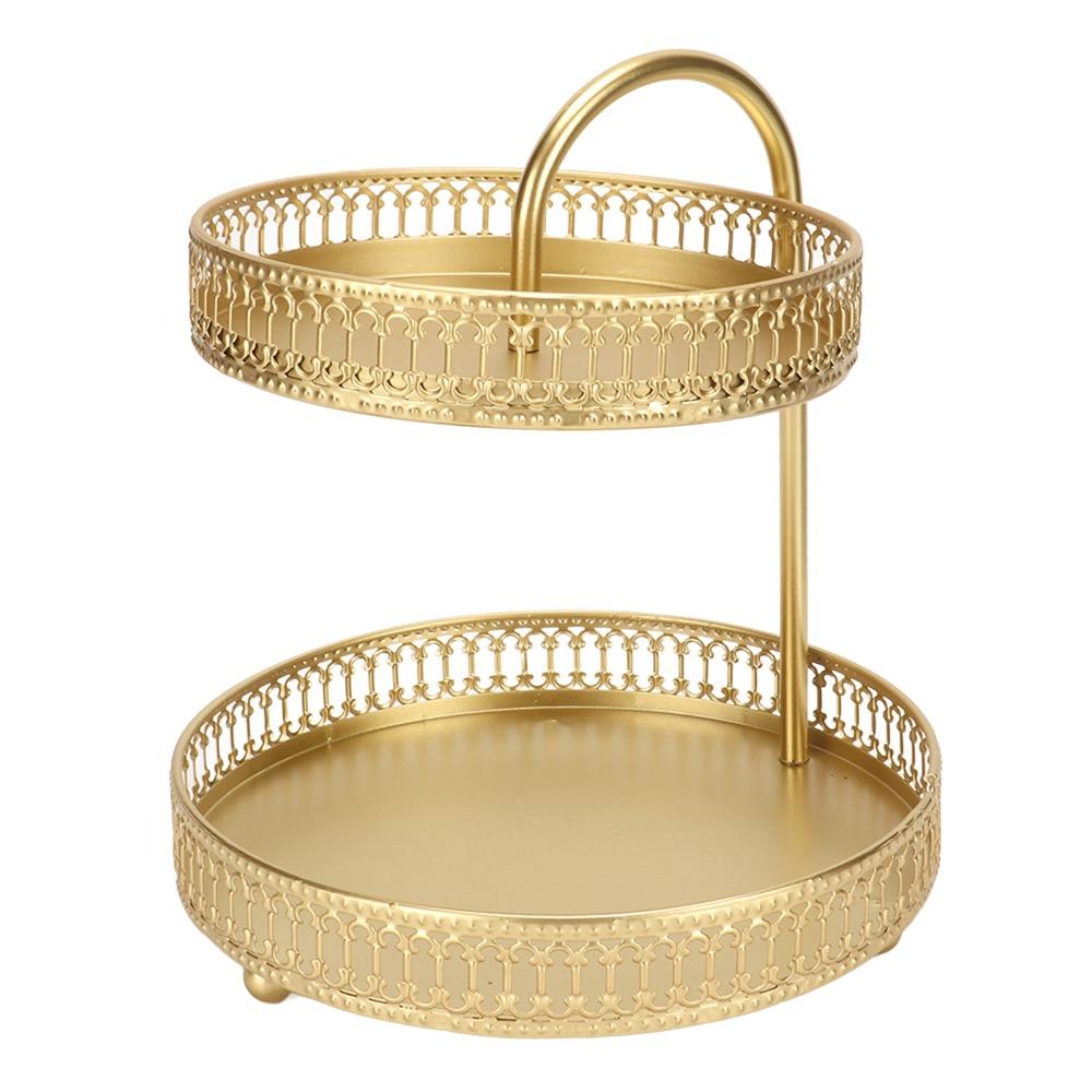 4pcs 2 Tier 2 Tier Cupcake Stand Gold Fruit Stand Organizer 2 Tier Fruit Tray For Home Kitchen