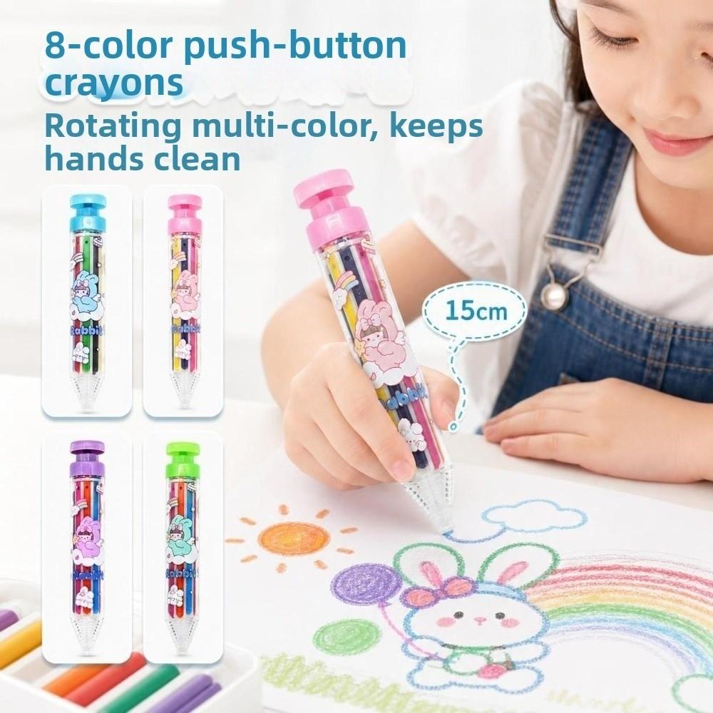 8-Color Multicolor Crayons Push Style Graffiti Tool Writing Supplies Colored Pencil  Children