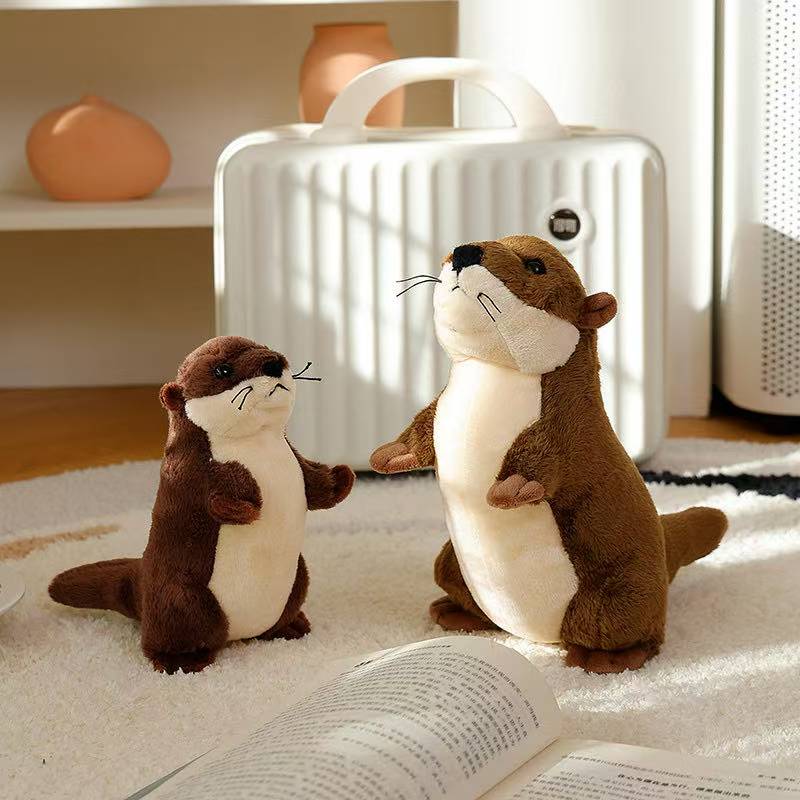 The Latest Simulated Standing Otter Figurine, Kawaii Plush Toy Doll, Cartoon Animation, Cute Children's Birthday Gift, Doll