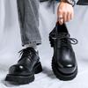 Туфли дерби мужские черные повседневные кожаные туфли с загнутым носком на платформе туфли с большим носком в британском стиле 66689-X