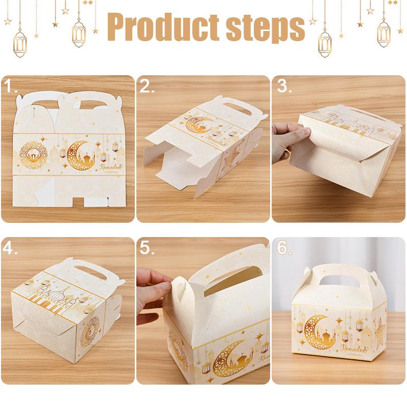 4/20 шт. Подарочная коробка Рамадан 2025 Исламская мусульманская вечеринка Печенье Конфеты Закуски Упаковочные коробки Пакеты ИД Мубарак Домашний декор Принадлежности