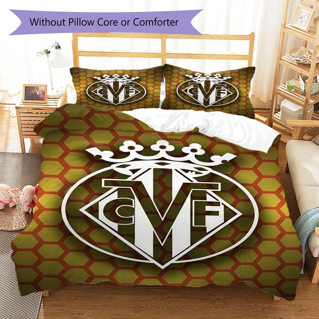 Villarreal logo Bedding Quilt Set Quilt Cover Pillowcase Home Decoration Birthday Gift (1 * duvet cover + 2 * pillowcase, without core)