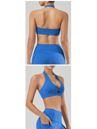 European & American Halter Sports Bra - Backless Yoga Top for Women