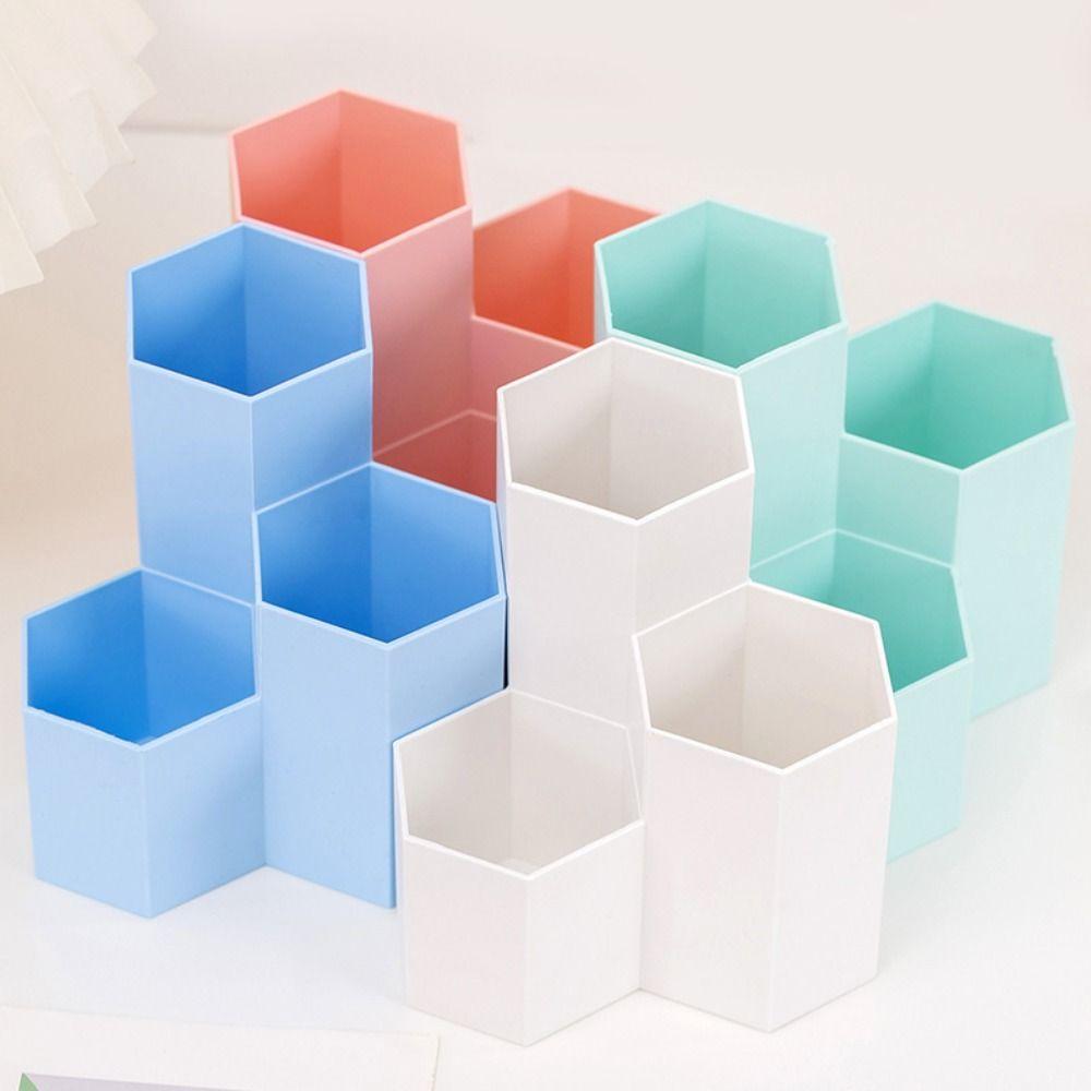 3-Grid Pen Holder Storage Box Desktop Organizer Multifunctional Pencil Case Stationery