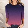 Женская модная повседневная футболка с круглым вырезом, футболка с рукавами, футболка с градиентом цвета, футболка с длинным рукавом и принтом, базовая уличная одежда с круглым вырезом