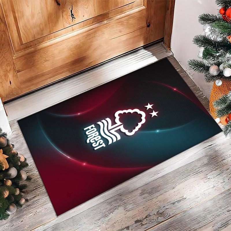Nottingham Forest Football Print Crystal Velvet Rug, Comfortable Water Absorbent Non Slip Indoor Floor Carpet