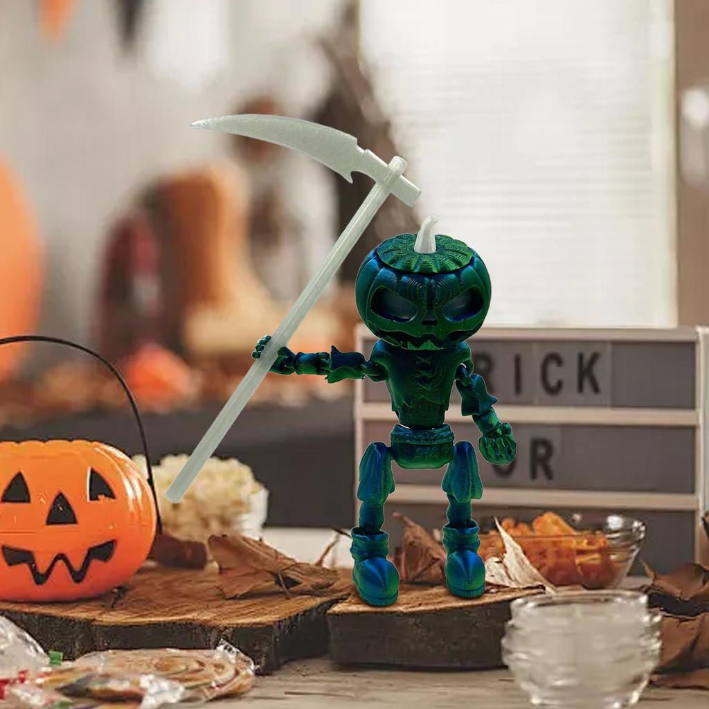 Украшения в виде черепов из тыкв на Хэллоуин с подвижными суставами и светящимися праздничными украшениями для сада