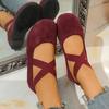 Sweet Suede Cross Strap Slip On Ballet Flats Women 2025 Summer Round Toe Flat Heels Shoes Size 43 Fashion Solid Mary Jane Shoes