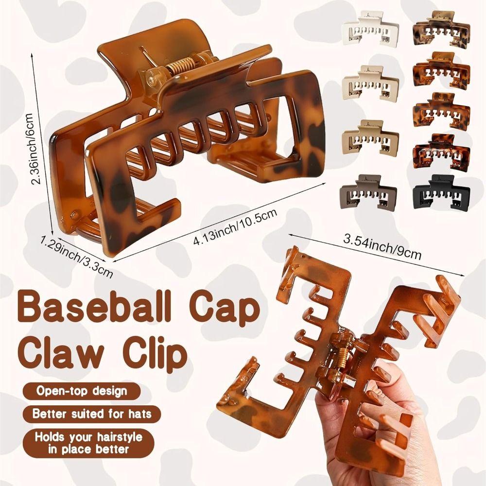 New Large Size Hat Claw Clips Non-Slip Design Strong Hold Baseball Cap Clips Hair Accessories Matte Finish Claw Clips Women