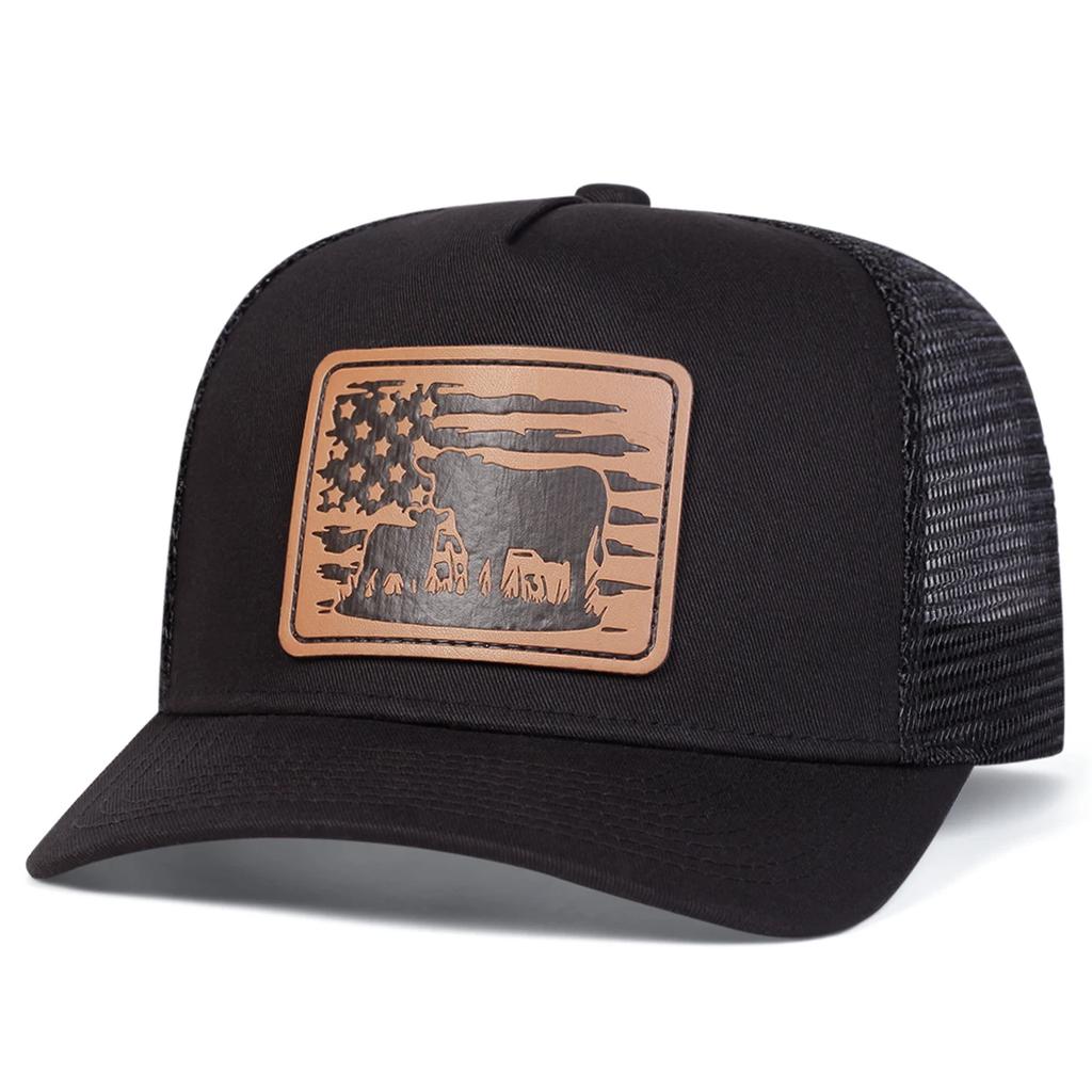 Net Baseball Label Leather Cow Flag American Neutral Gender Women Men For Caps Spring Summer Outdoor Sunscreen Hat Adjustable Casual Trucker Hats