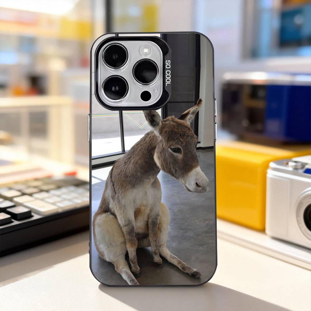 Забавный Осел Милый Для iPhone 11,12,13,14,15,16,17,Pro,Max,Plus,E,Air,Mini Чехол для Телефона IMD Матовый Черный