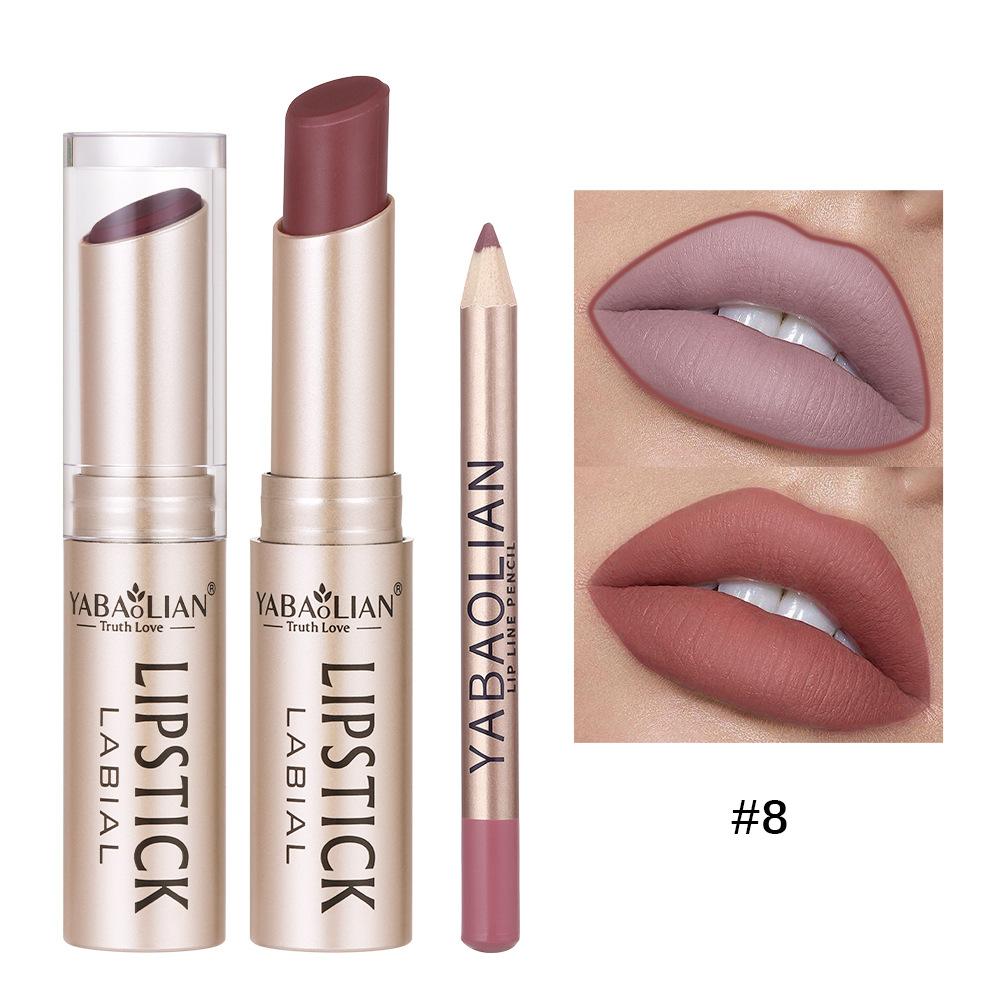 Lipstick Lip Line 2-в-1 Карандаш для губ с антипригарным покрытием Стойкая водостойкая матовая помада Набор помад 12 цветов