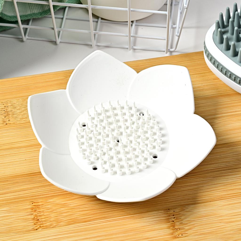 New Concise Design Silicone Lotus Soap Shelf Creative Soap Box Bathroom Student Non Perforated Soap Storage Box Home Supplies