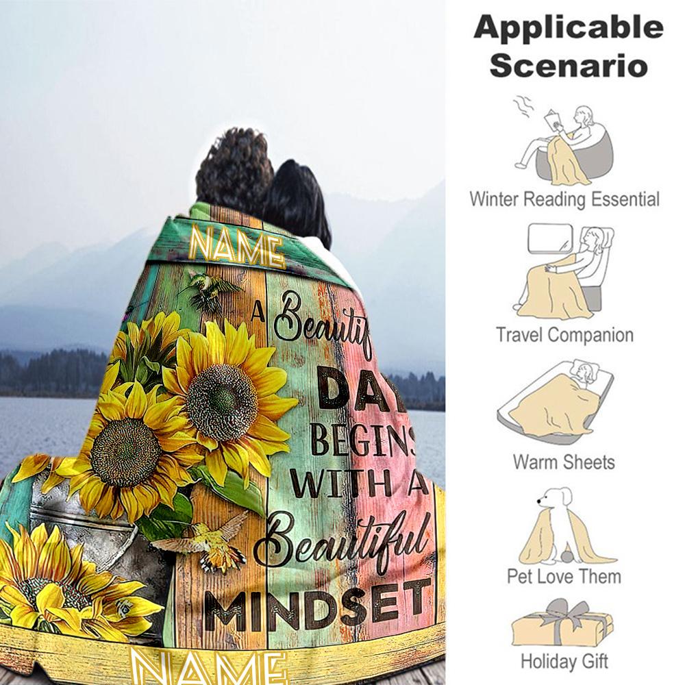 Beautiful Day Personalized Name Blanket Cozy Personalized Blanket Ultra-Soft Great for Living Room Nap Sofa Livingroom Four Seasons Multipurpose