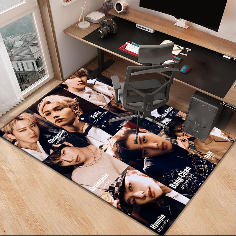 K-pop Group Poses Office Rug Chair Mat, Game Carpet, Suitable for Front Door, Bedroom, Living Room, Desk, Holiday Gift