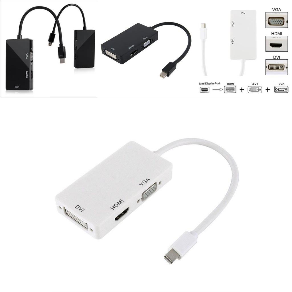 Мини DisplayPort к HDMI DVI VGA 3-в-1 адаптер с чипсетом для Macbook Pro Air для настройки нескольких мониторов